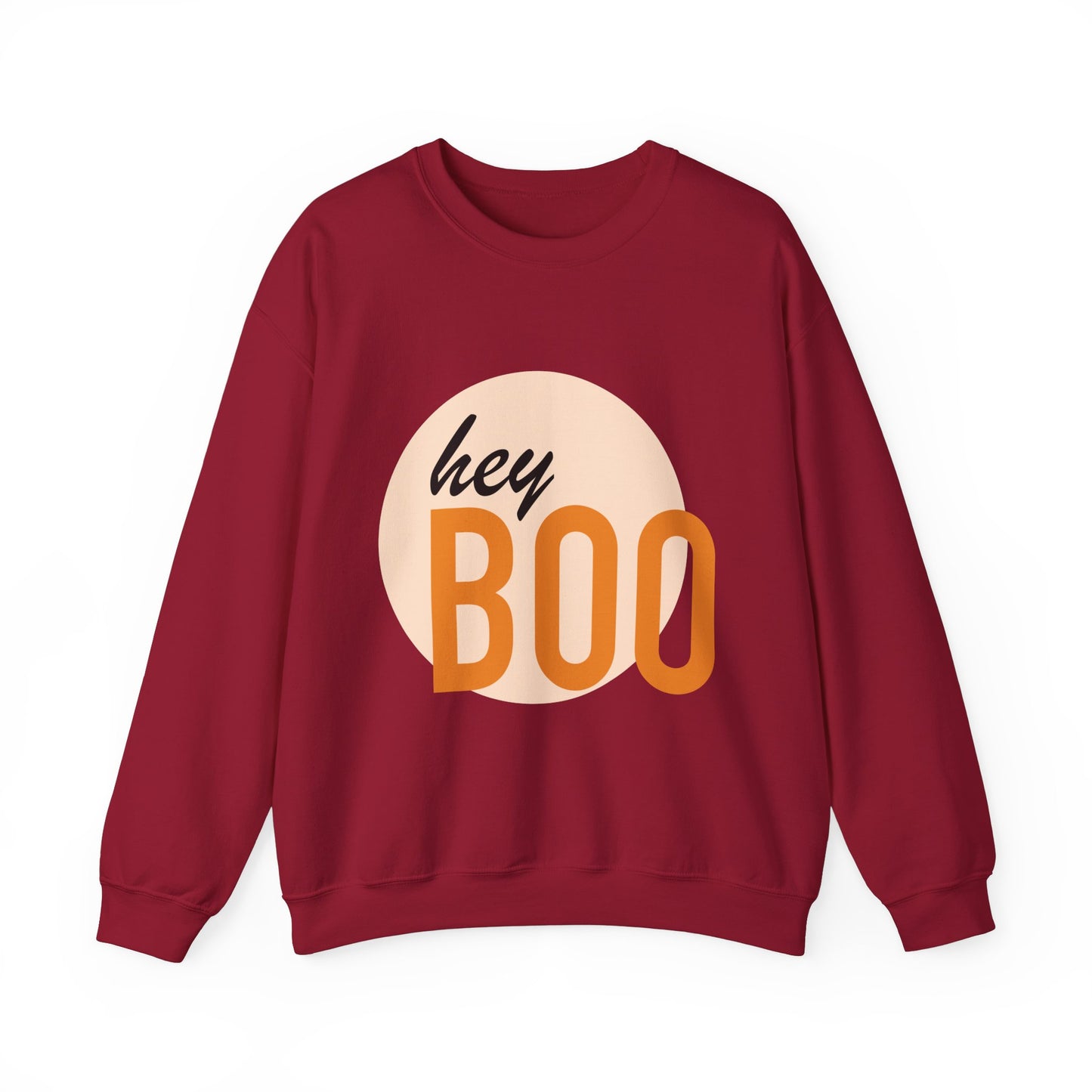 Hey Boo Halloween Print Chic Unisex Heavy Blend™ Crewneck Sweatshirt