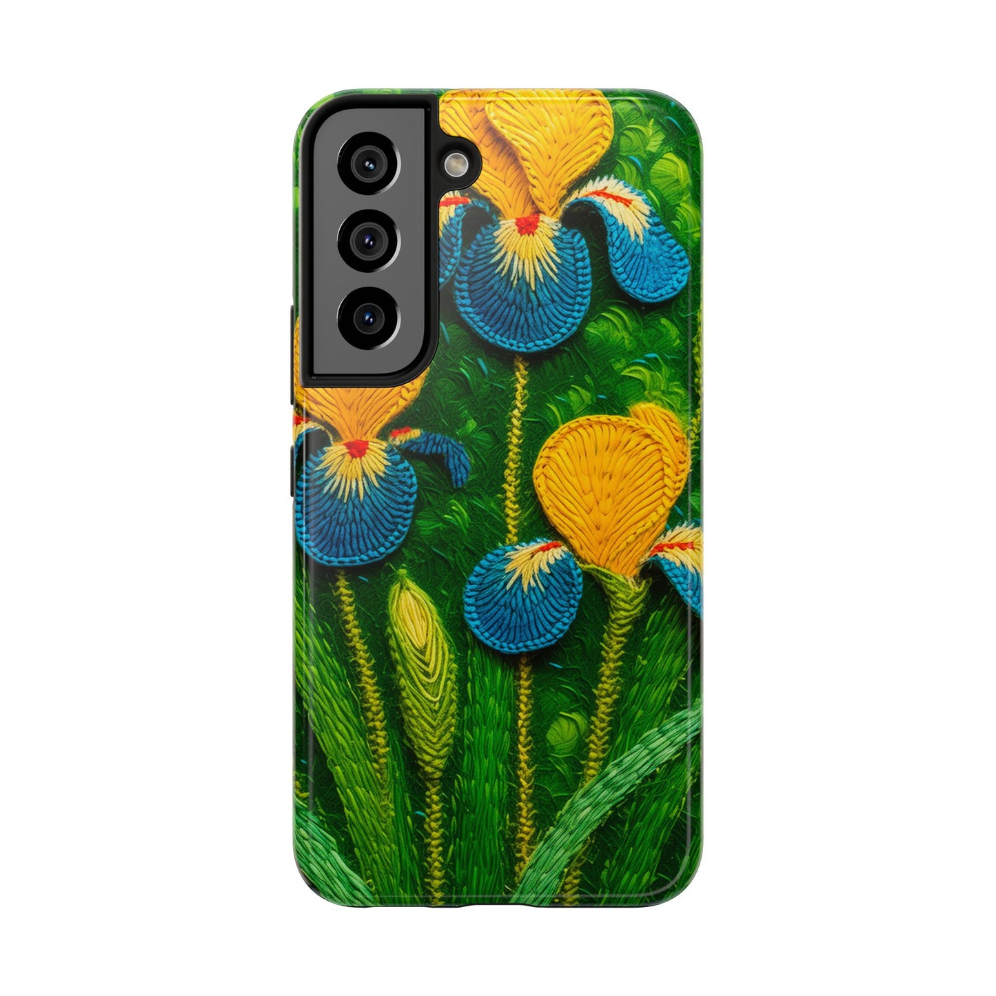 Knitted Yellow-Blue Irises Tough Phone Cases