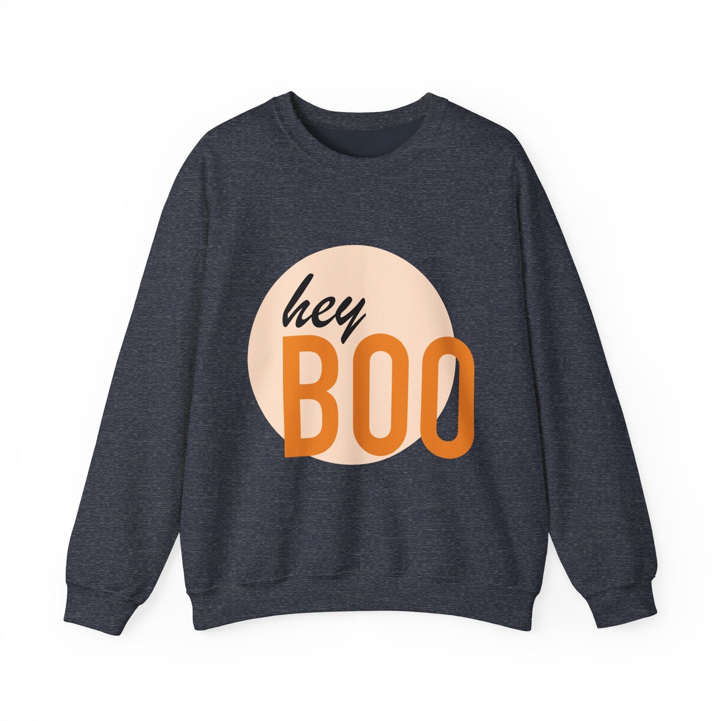 Hey Boo Halloween Print Chic Unisex Heavy Blend™ Crewneck Sweatshirt