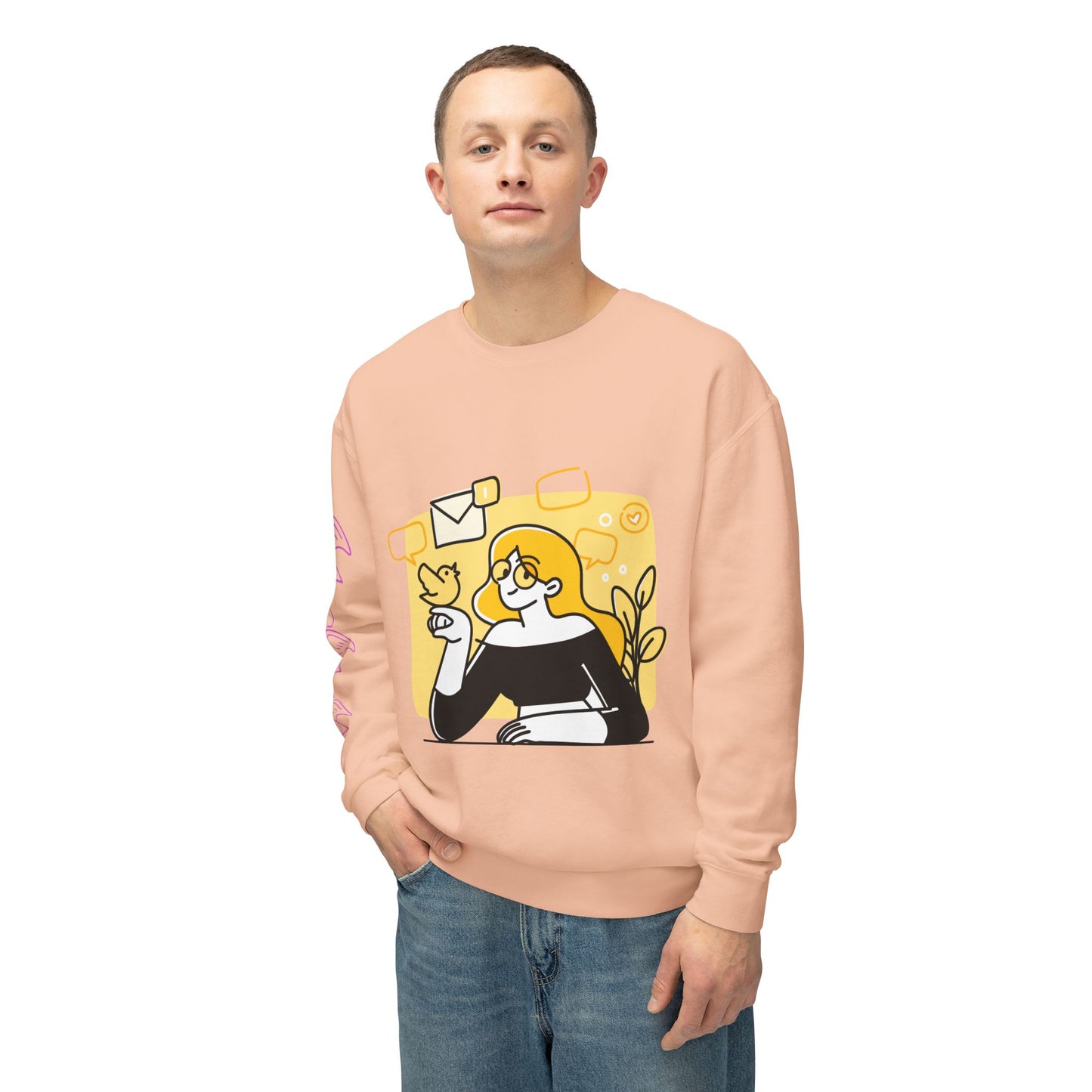 The Social Girl Unisex Lightweight Crewneck Sweatshirt