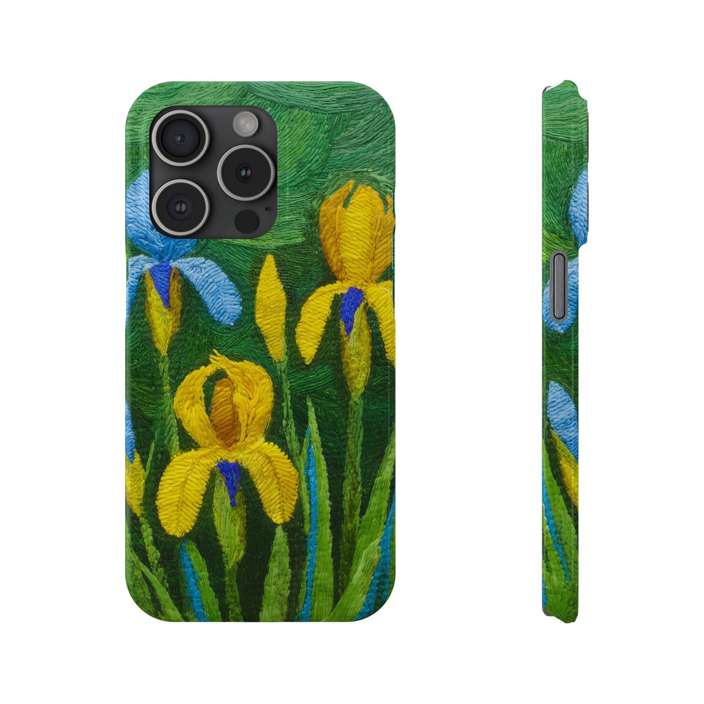 Knitted Irises Print Unisex Travel Slim Phone Cases