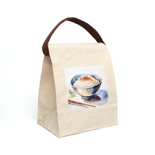 The Bowl Of Rice Print Unisex Cotton Canvas Lunch Bag With Strap