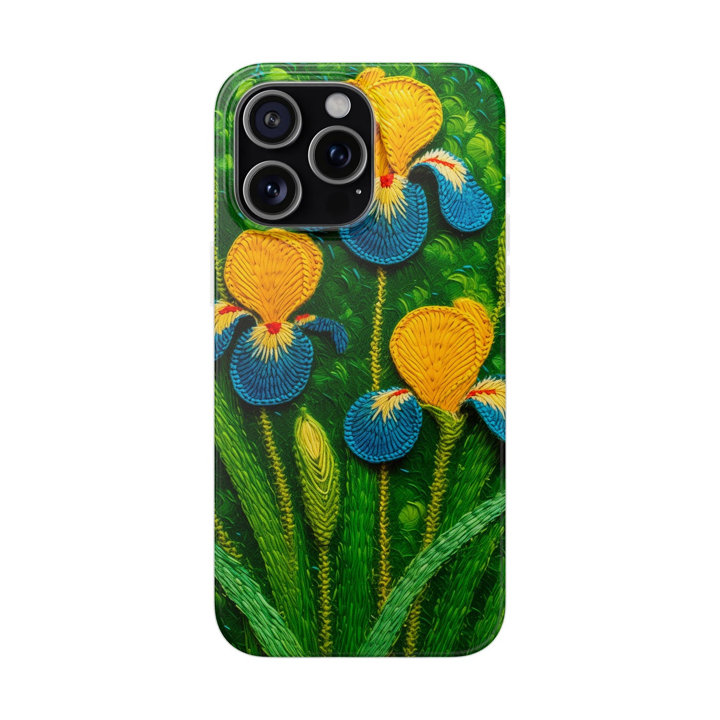 Knitted Yellow-Blue Irises Flexi Phone Cases