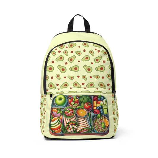 Lunchbox and Avocados Print Travel Unisex Fabric Backpack