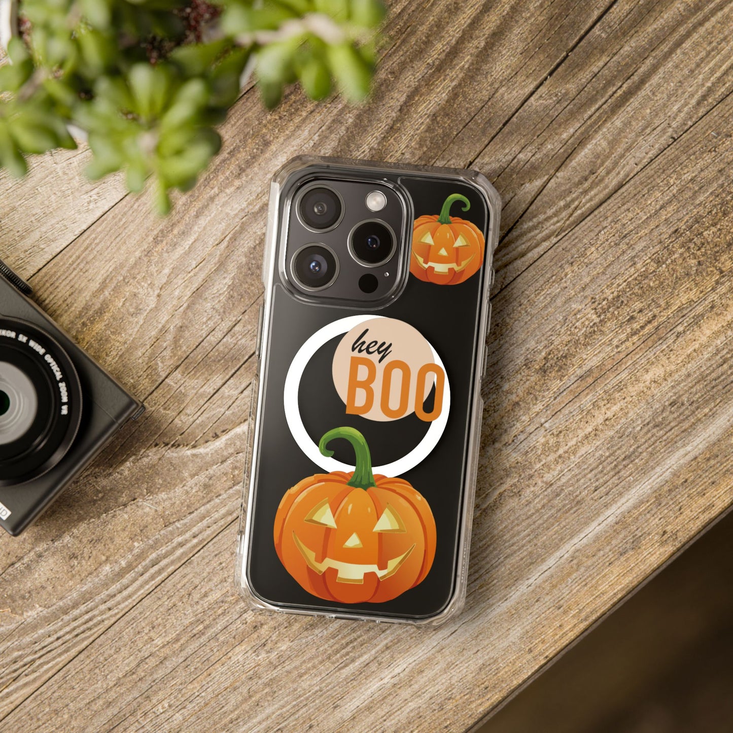 Hey Boo Jack Pumpkin Chic Design Magnetic Clear Impact iPhone Cases