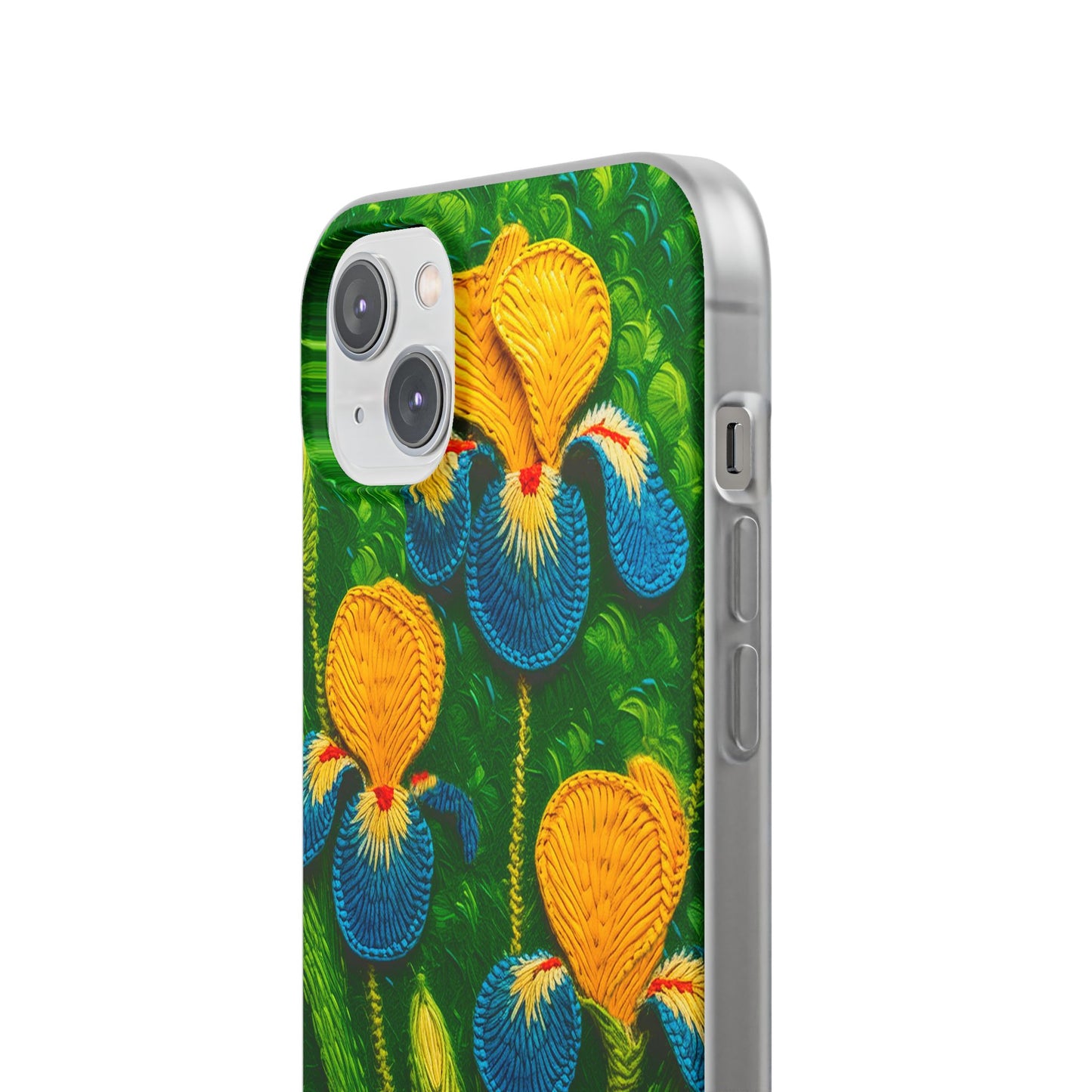 Knitted Yellow-Blue Irises Flexi Phone Cases