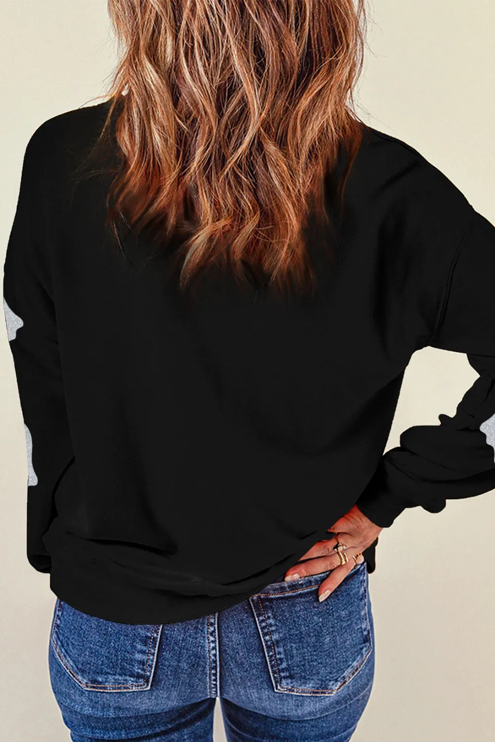 Glitter Ghosts Round Neck Long Sleeve Sweatshirt