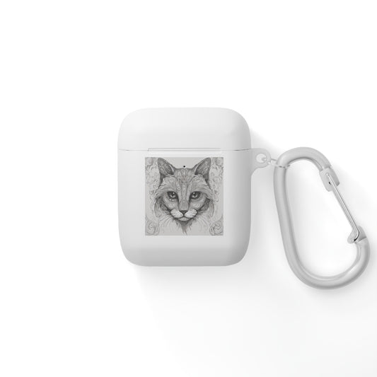 The Cat Black-and-White Print Unisex Travel AirPods and AirPods Pro Case Cover