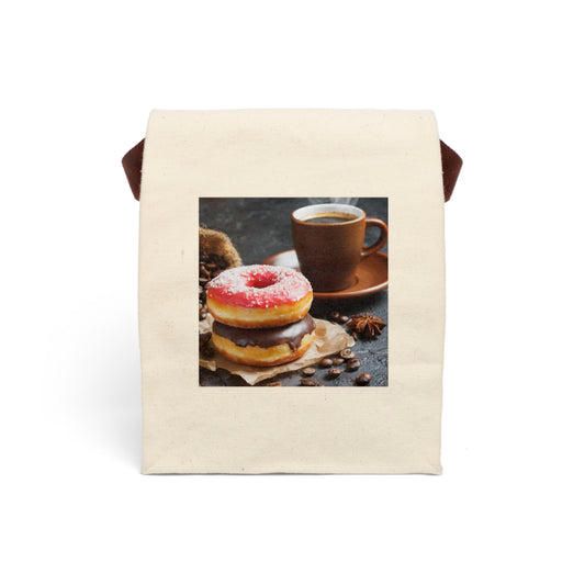 The Donuts Print Cotton Canvas Lunch Bag With Strap