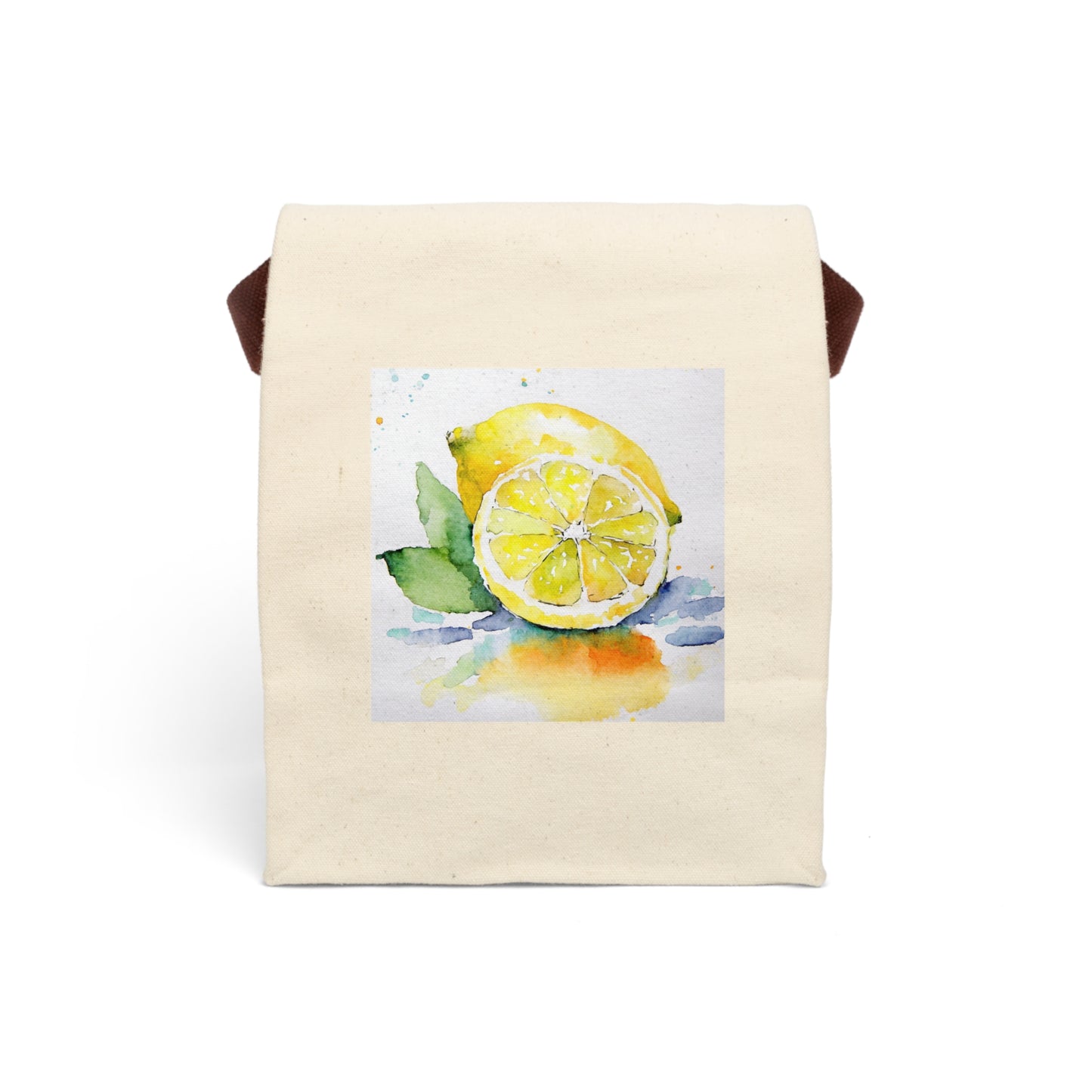 The Lemon Print Cotton Canvas Lunch Bag With Strap