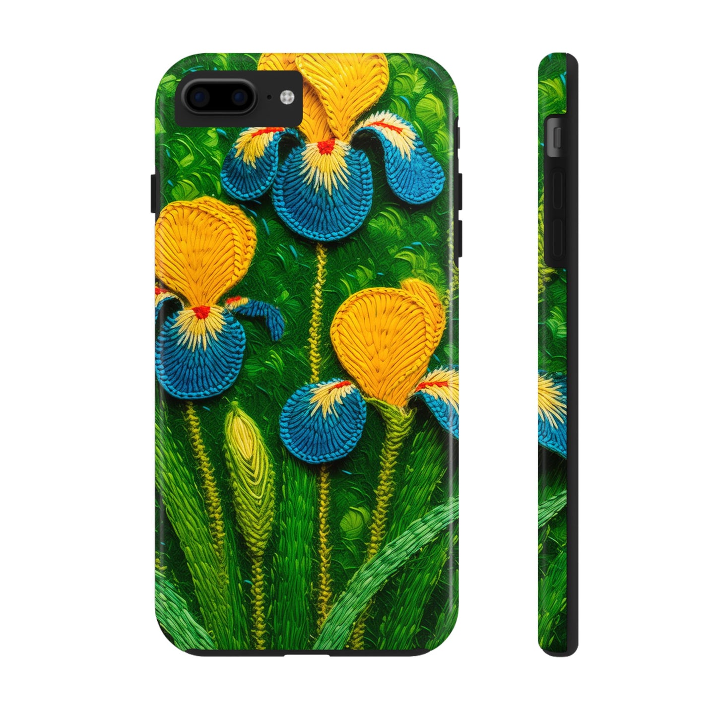 Knitted Yellow-Blue Irises Tough Phone Cases