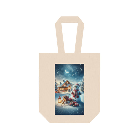 The Snowman Print Chic Gift Christmas Double Wine Tote Bag