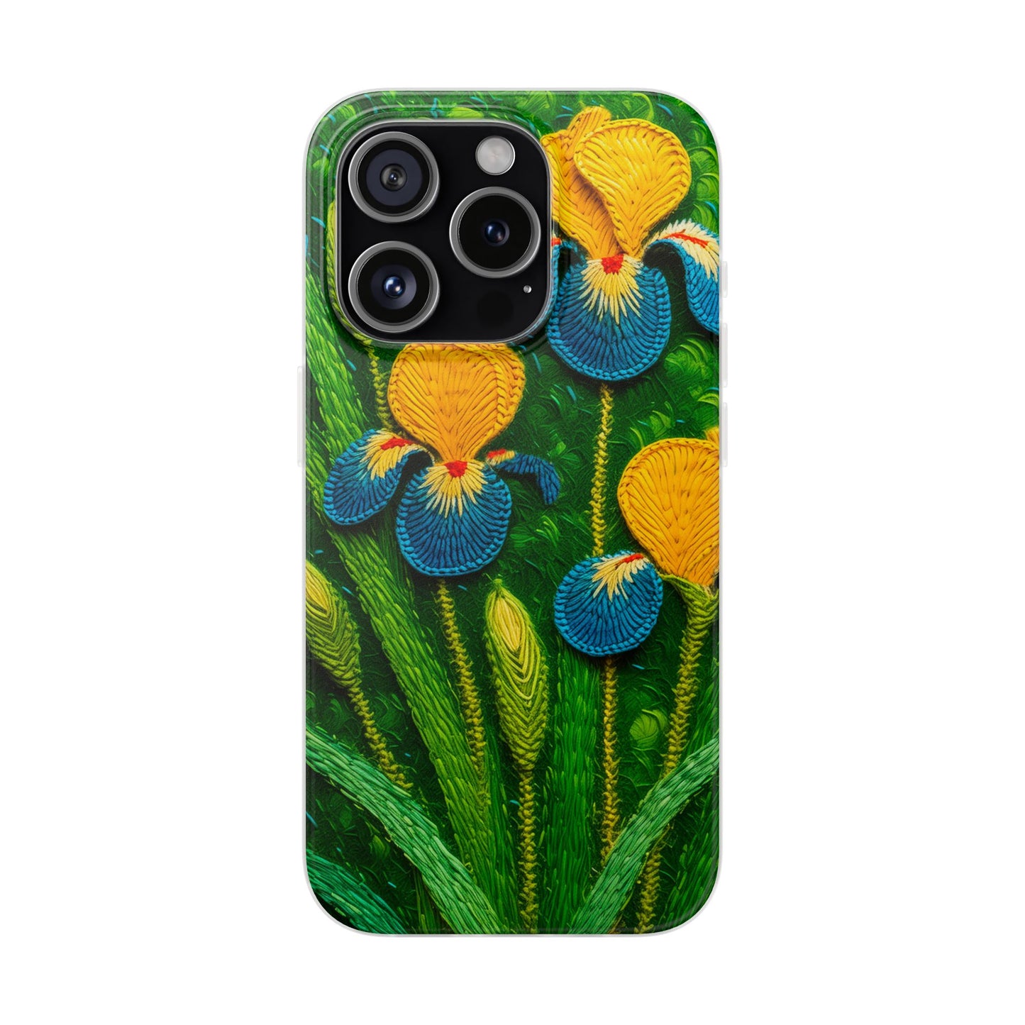 Knitted Yellow-Blue Irises Flexi Phone Cases