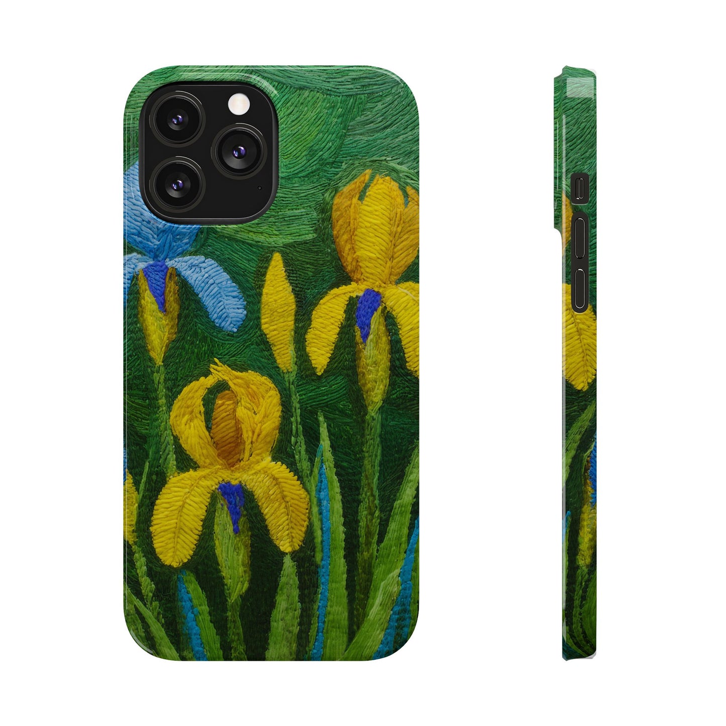 Knitted Irises Print Unisex Travel Slim Phone Cases