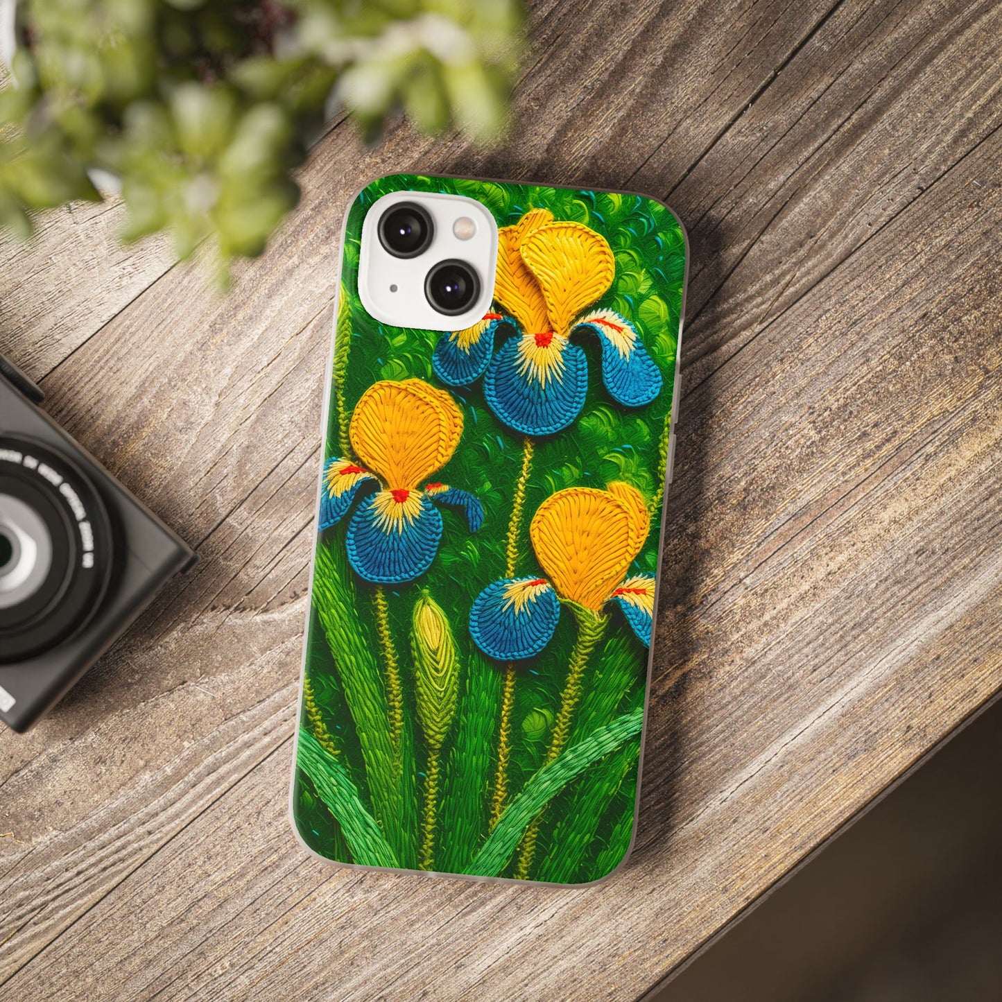 Knitted Yellow-Blue Irises Flexi Phone Cases