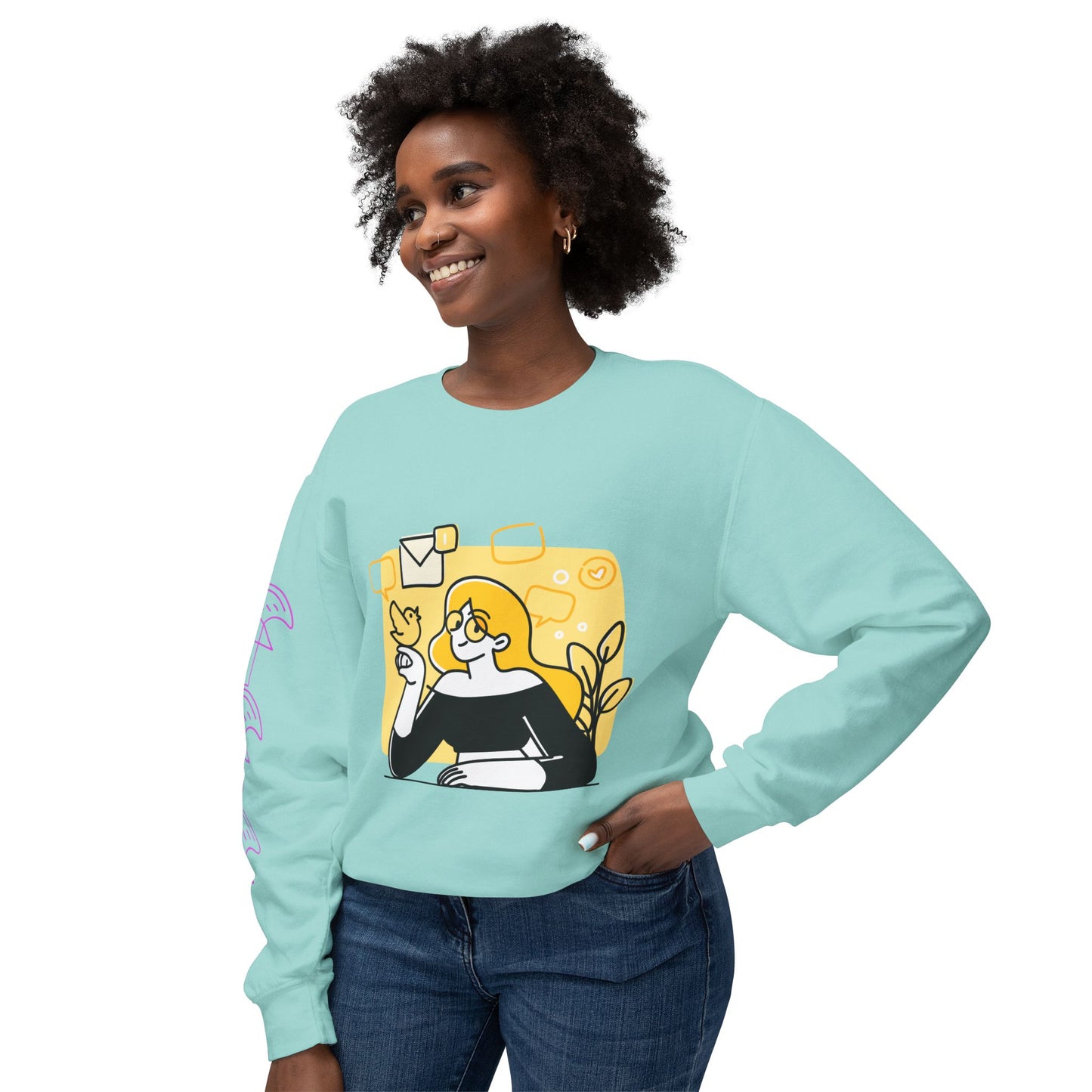 The Social Girl Unisex Lightweight Crewneck Sweatshirt