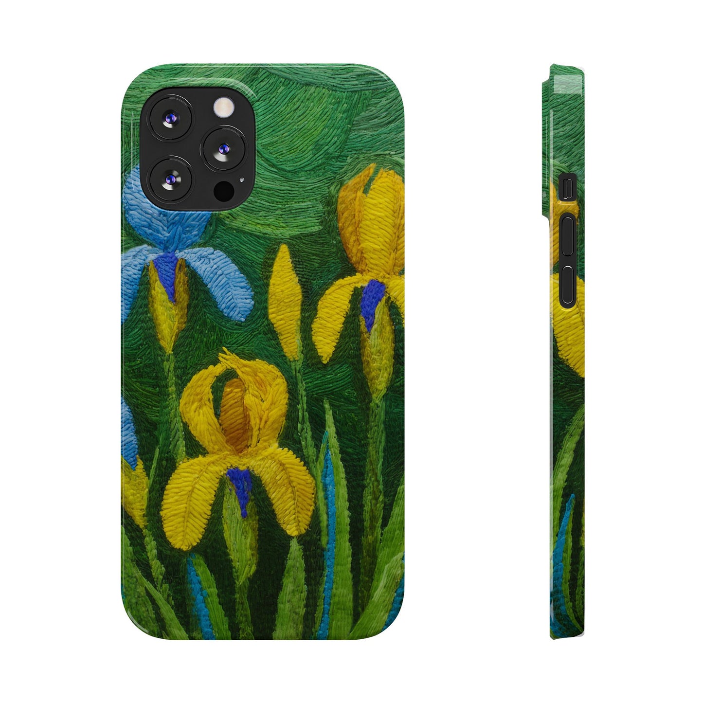 Knitted Irises Print Unisex Travel Slim Phone Cases