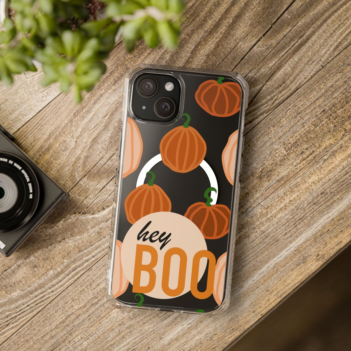 Hay Boo Halloween Pumpkin Phone Magnetic Clear Impact Cases