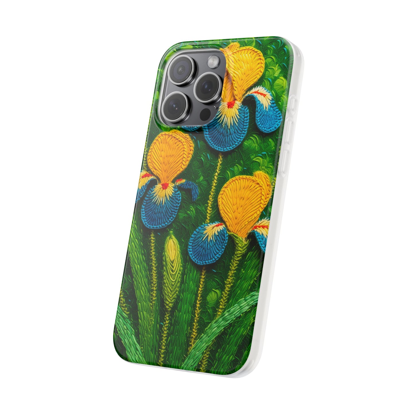 Knitted Yellow-Blue Irises Flexi Phone Cases