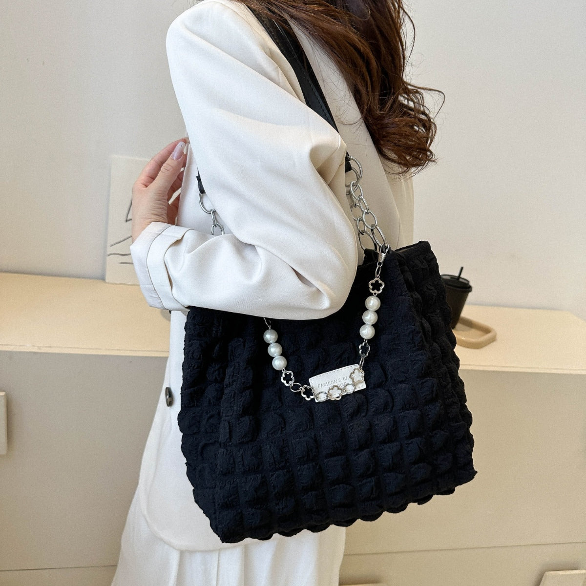 Chic Bubble Textured Tote Bag