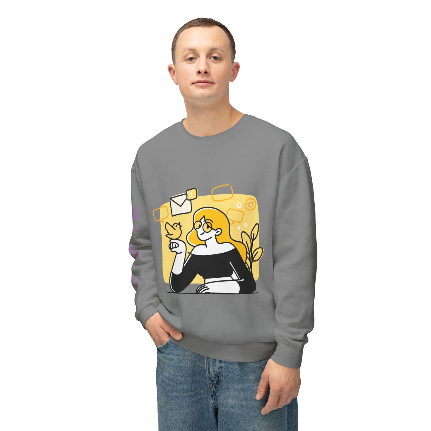 The Social Girl Unisex Lightweight Crewneck Sweatshirt