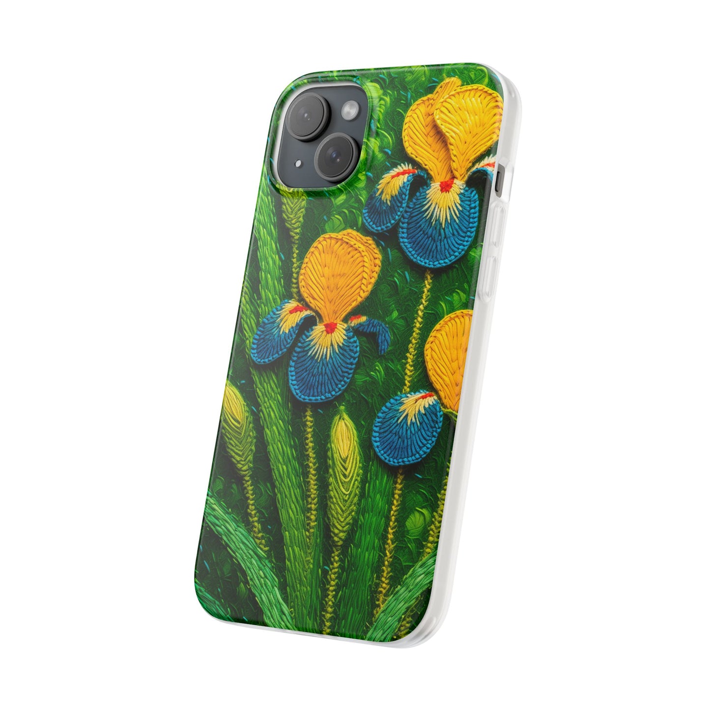 Knitted Yellow-Blue Irises Flexi Phone Cases