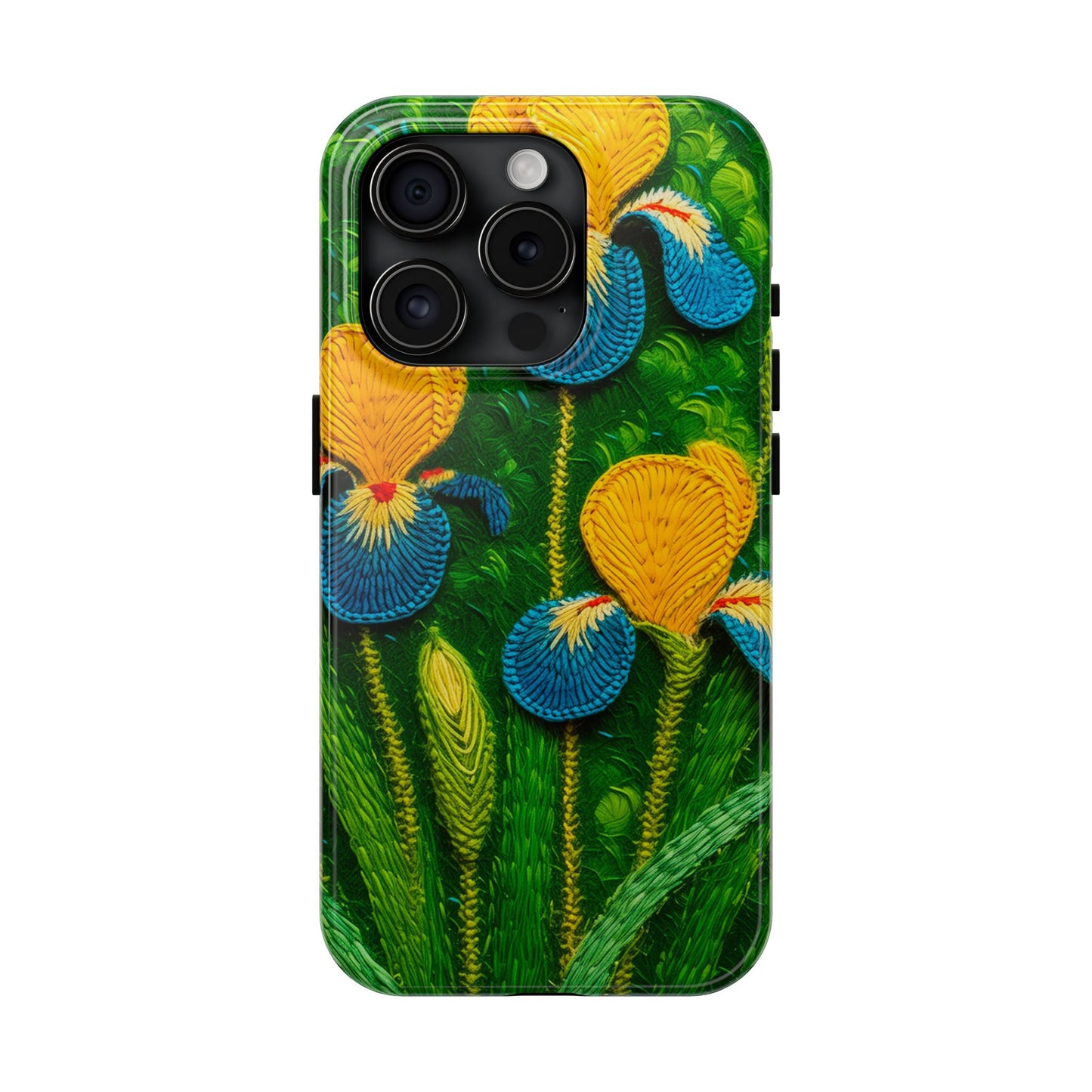 Knitted Yellow-Blue Irises Tough Phone Cases