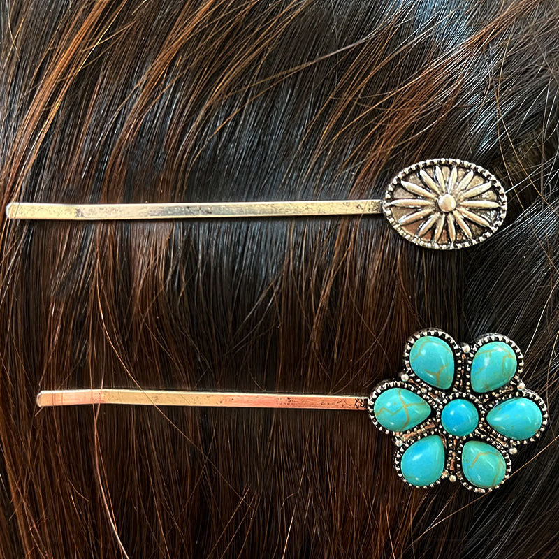 Chic Turquoise Alloy Hairpin