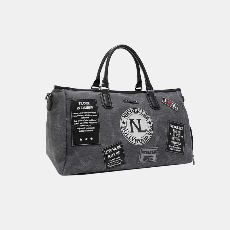 Nicole Lee USA Chic Travel Denim Patch Duffel