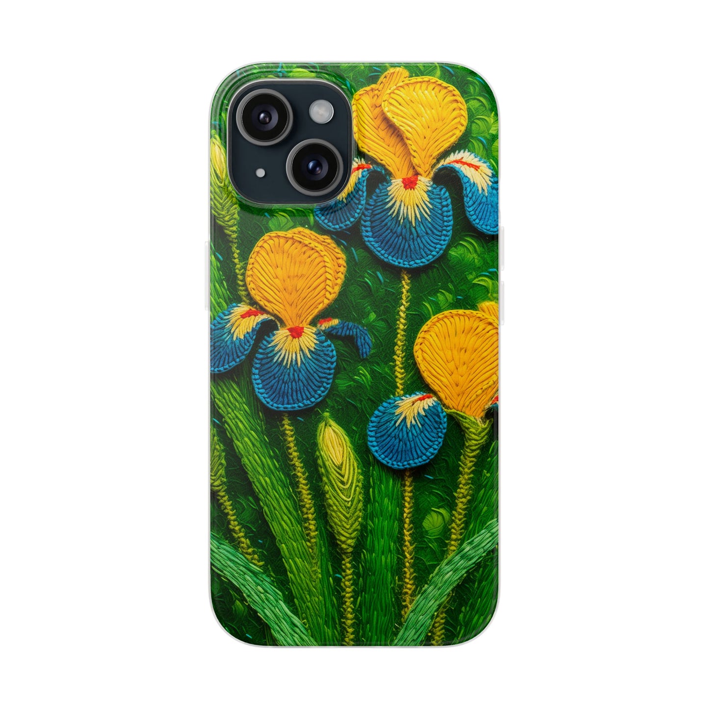 Knitted Yellow-Blue Irises Flexi Phone Cases