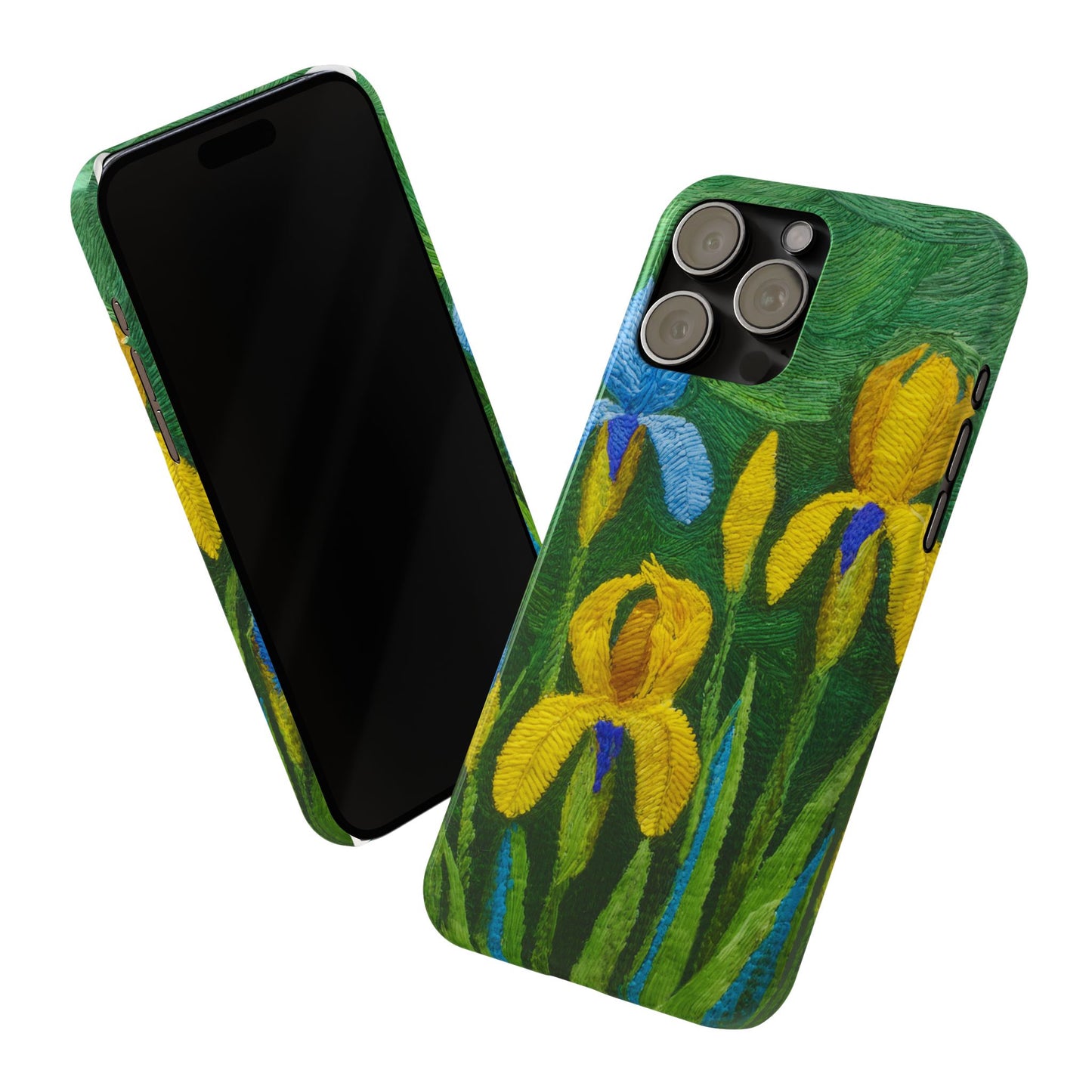 Knitted Irises Print Unisex Travel Slim Phone Cases