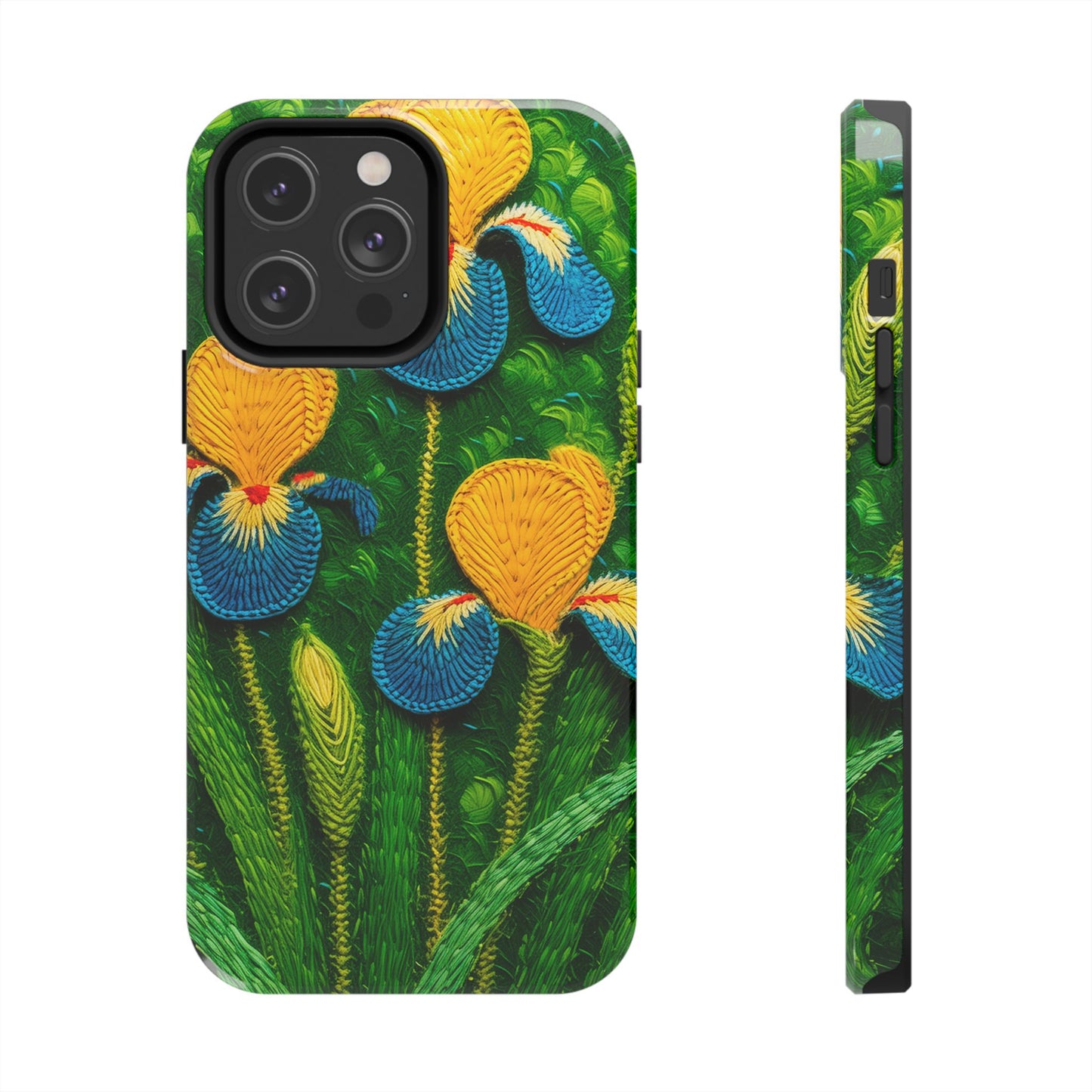 Knitted Yellow-Blue Irises Tough Phone Cases