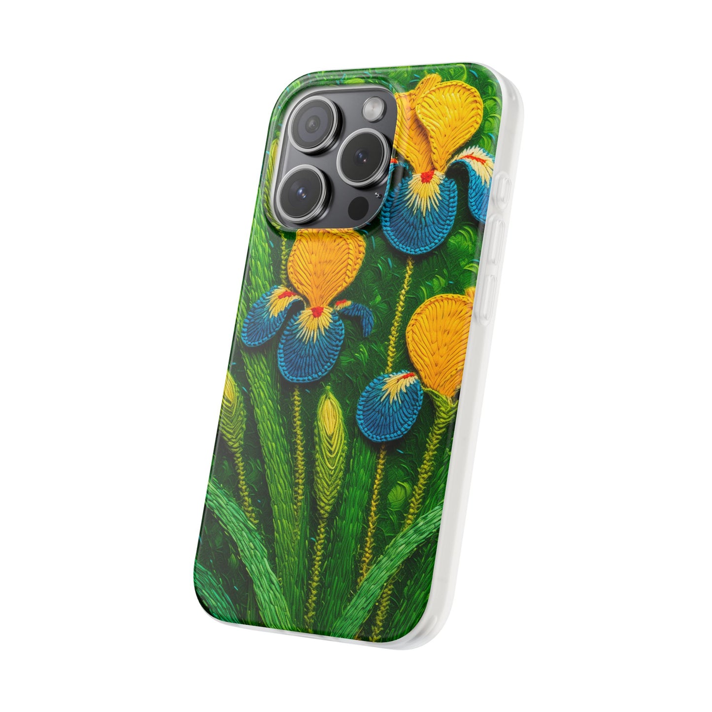 Knitted Yellow-Blue Irises Flexi Phone Cases