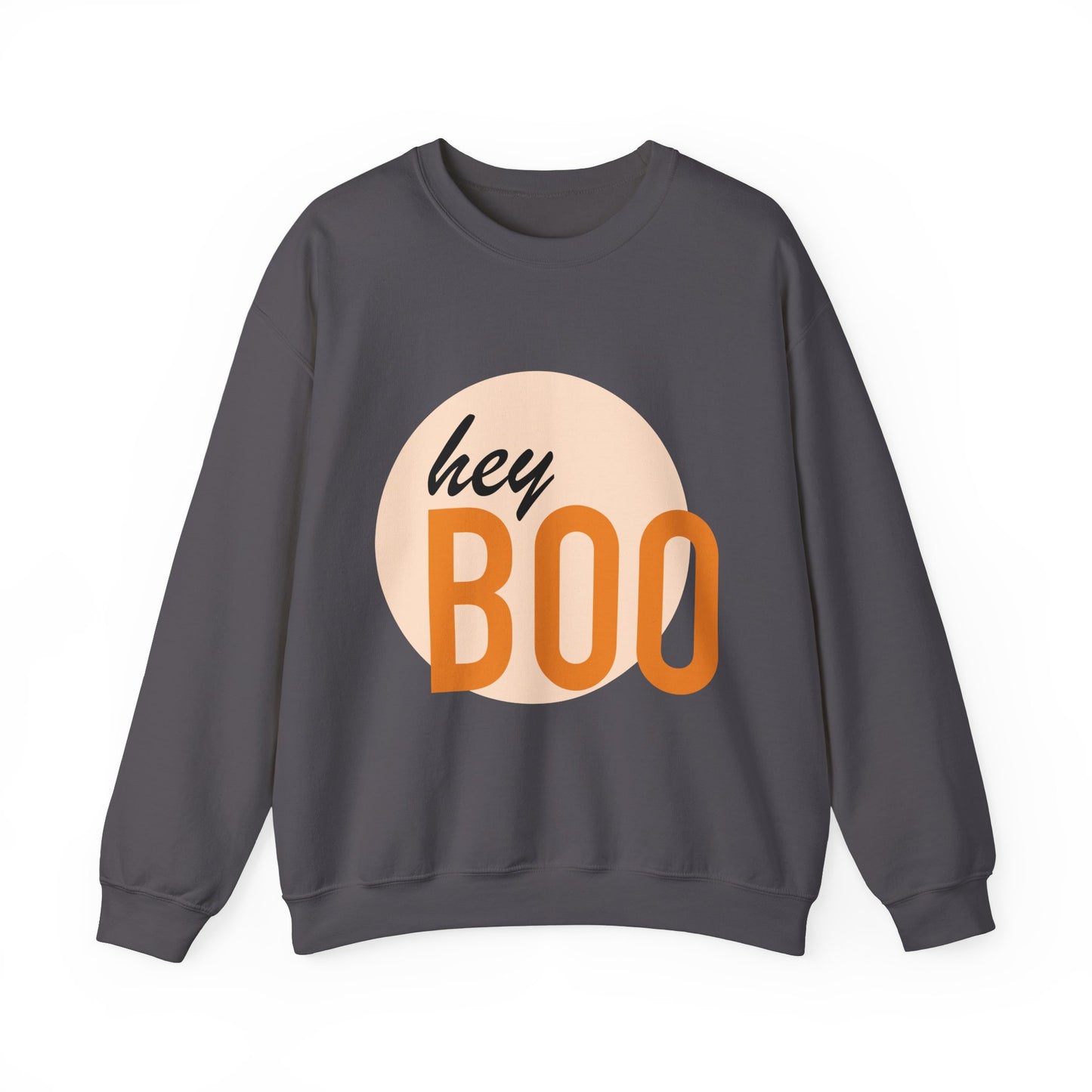 Hey Boo Halloween Print Chic Unisex Heavy Blend™ Crewneck Sweatshirt