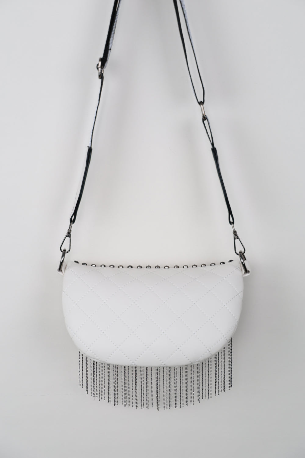 PU Leather Chic Studded Sling Bag with Fringes