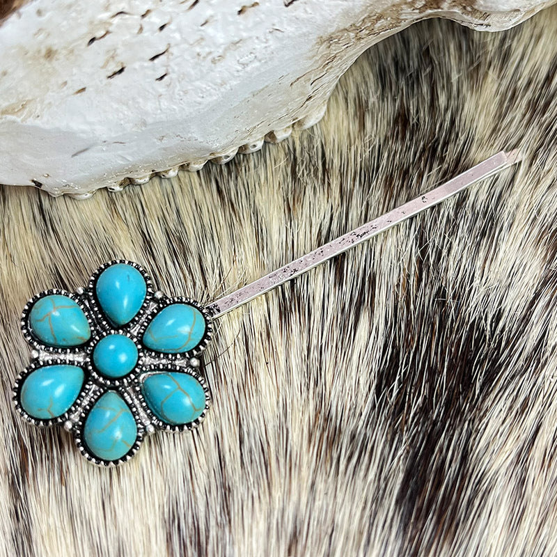 Chic Turquoise Alloy Hairpin