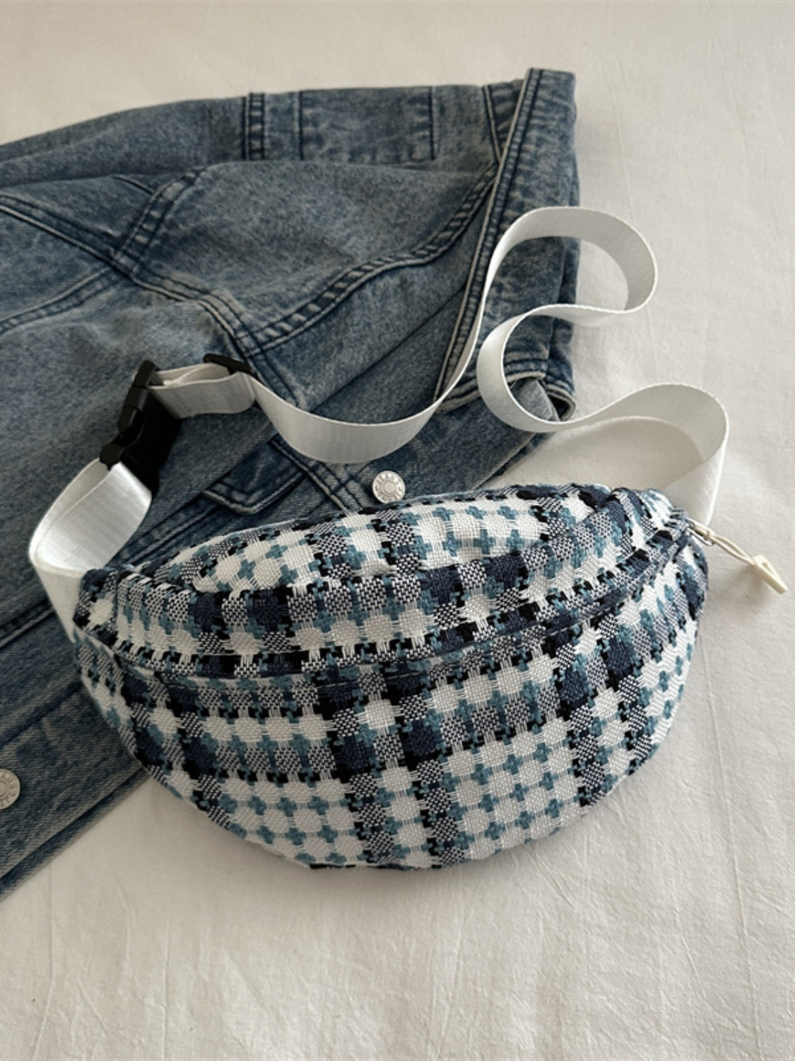 Plaid Wide Strap Unisex Chic Crossbody Bag