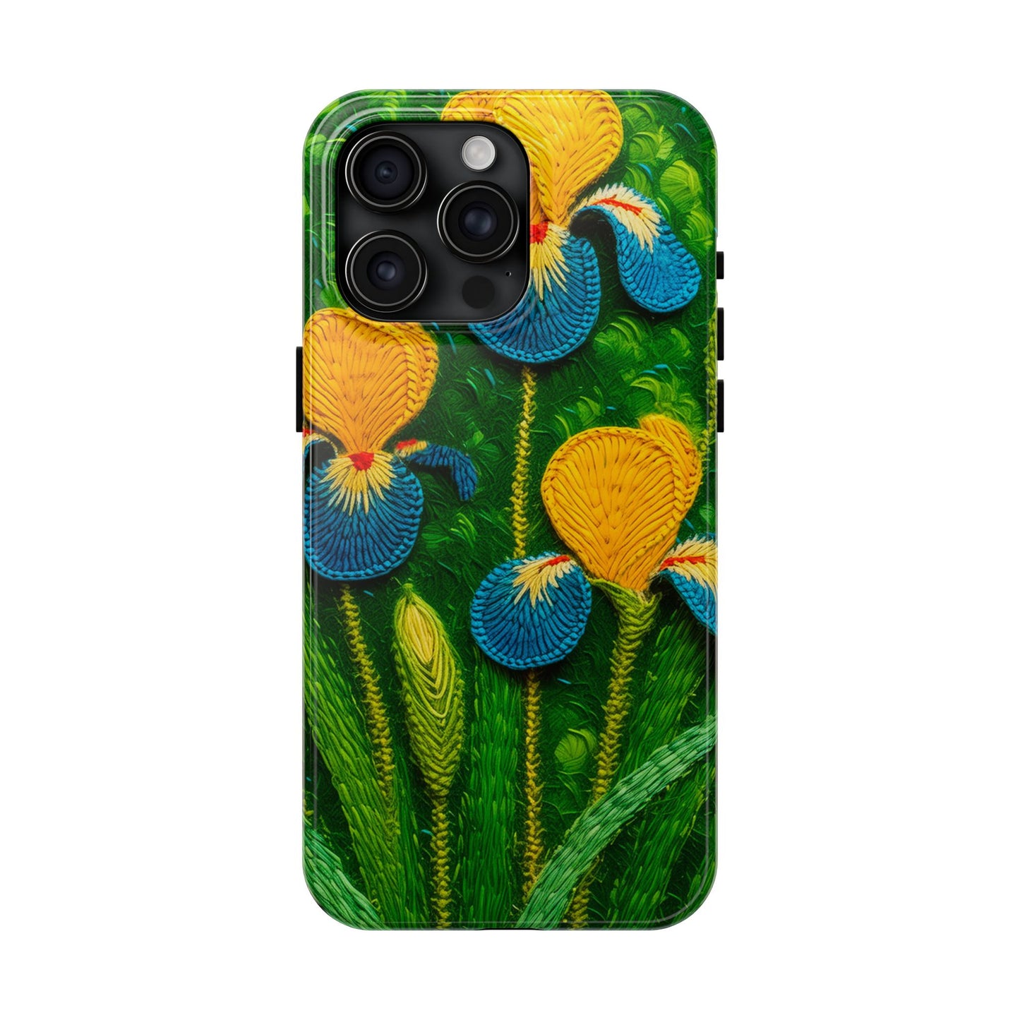 Knitted Yellow-Blue Irises Tough Phone Cases