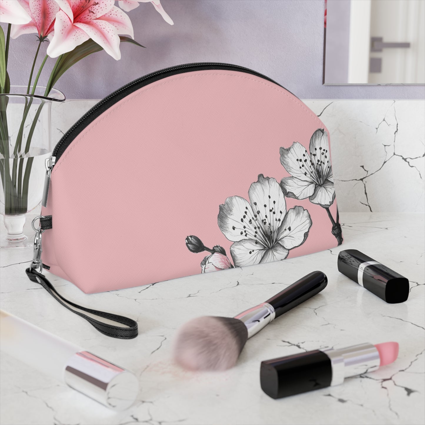 The Winter Cherry Travel Makeup Bag