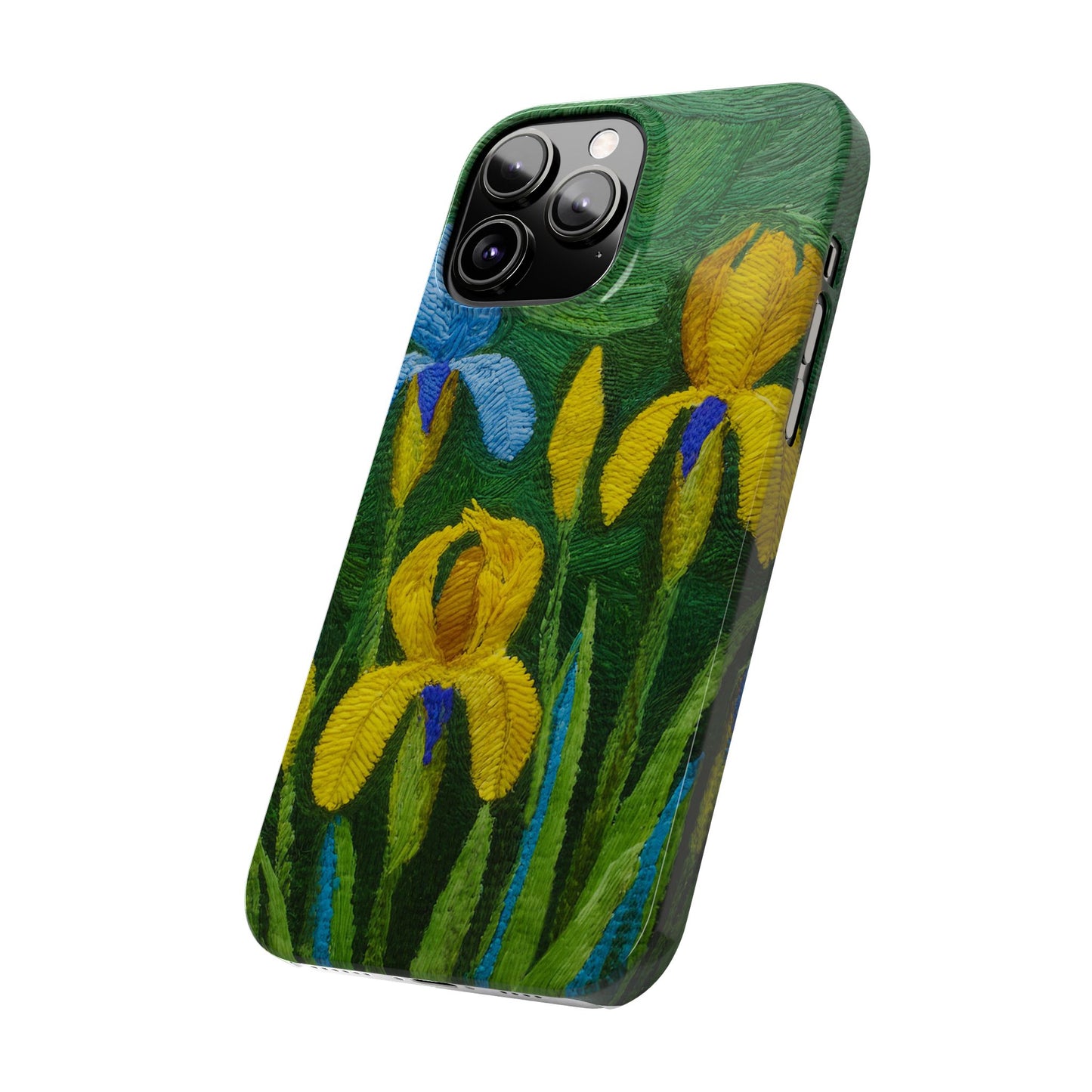 Knitted Irises Print Unisex Travel Slim Phone Cases