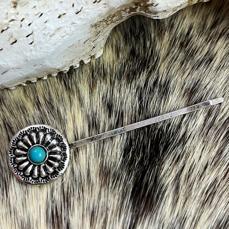 Chic Turquoise Alloy Hairpin