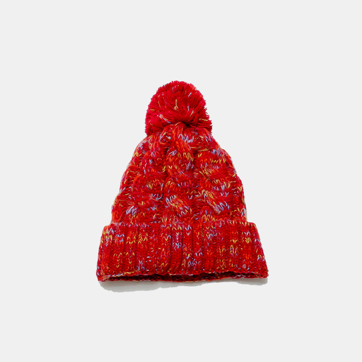 Cute Chic Contrast Cable-Knit Hat with Pompom