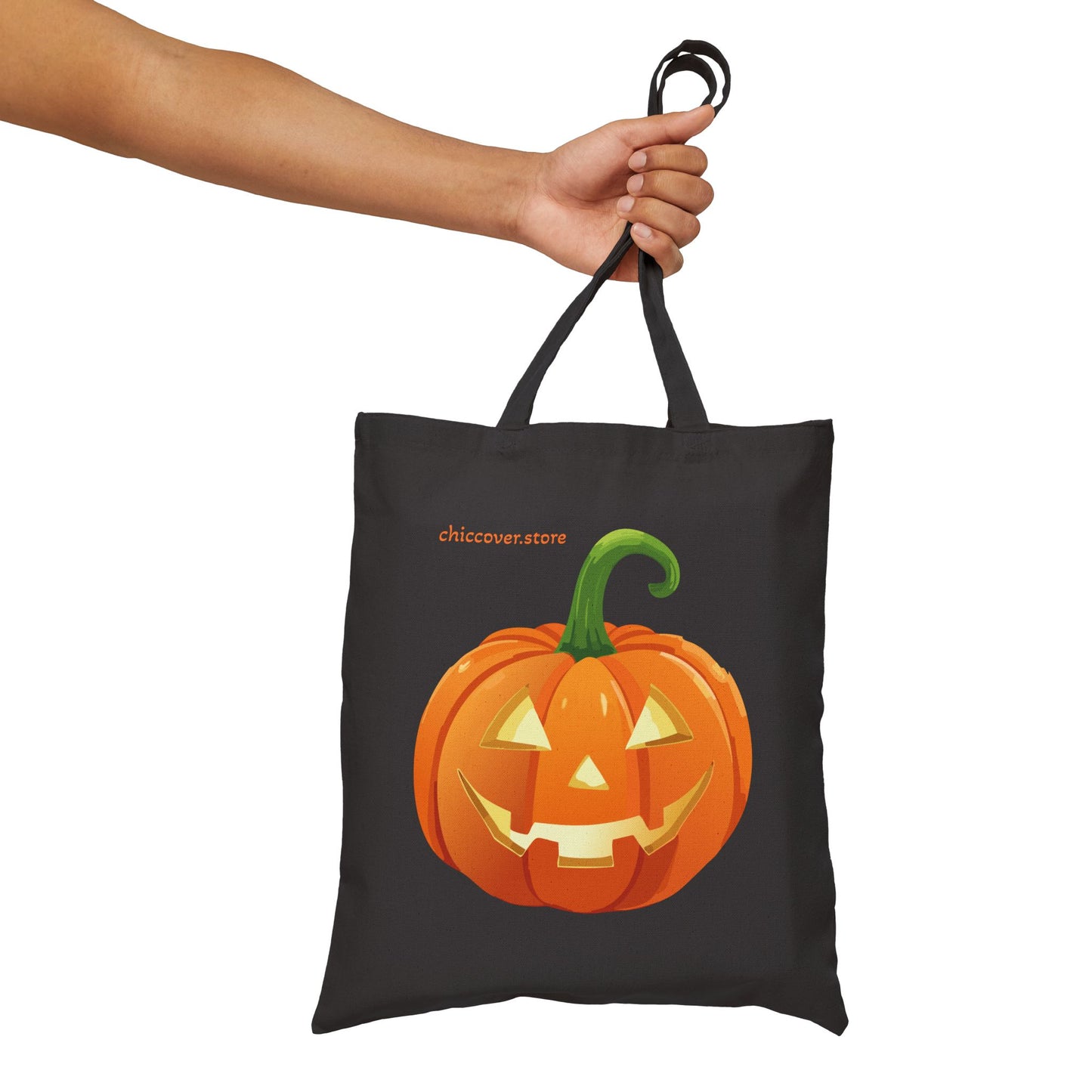 Spooky Season Jack Pumpkin Halloween Print Eco Cotton Canvas Tote Bag