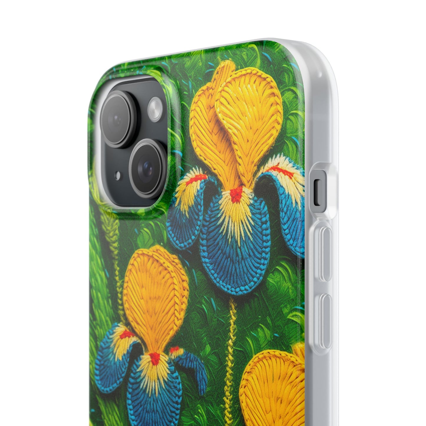 Knitted Yellow-Blue Irises Flexi Phone Cases