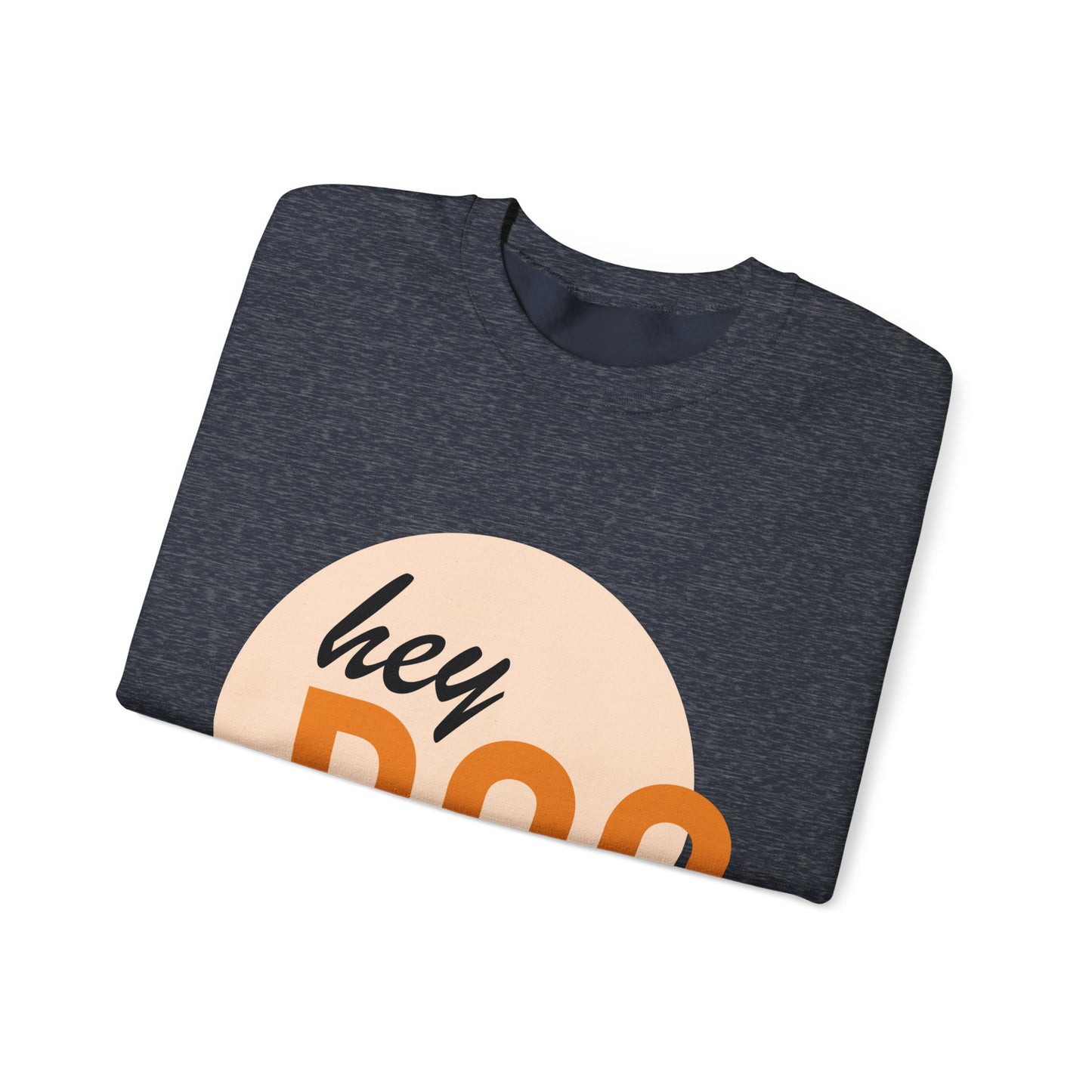 Hey Boo Halloween Print Chic Unisex Heavy Blend™ Crewneck Sweatshirt