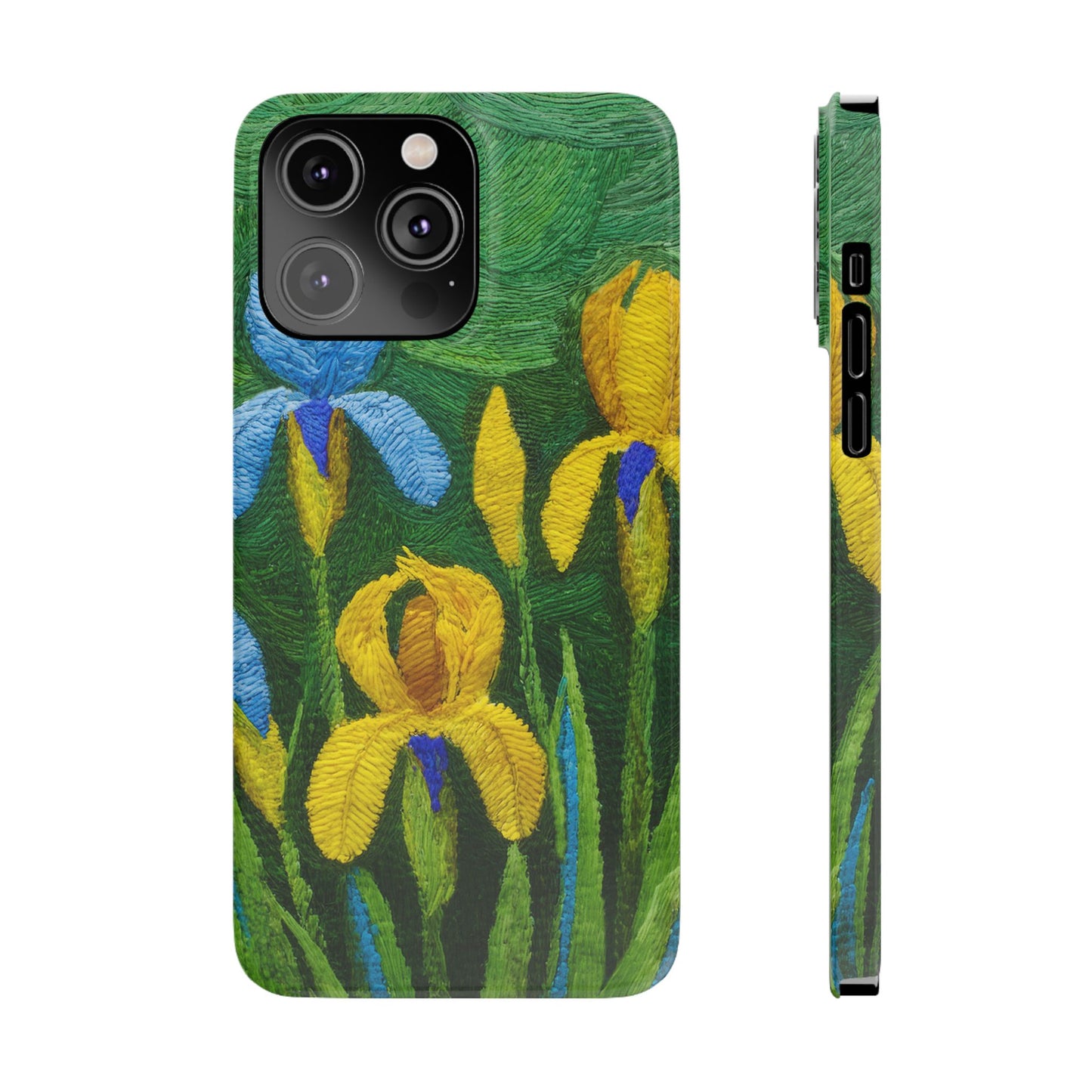 Knitted Irises Print Unisex Travel Slim Phone Cases