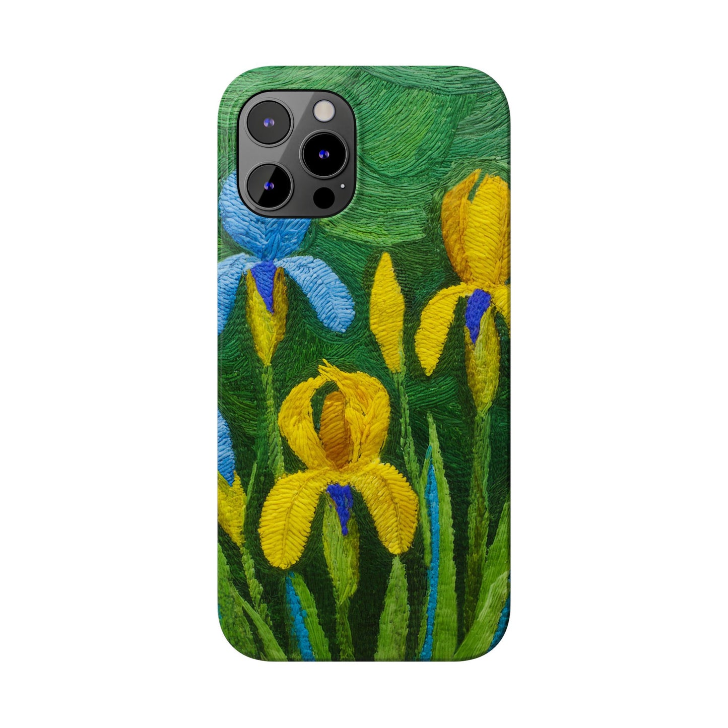 Knitted Irises Print Unisex Travel Slim Phone Cases