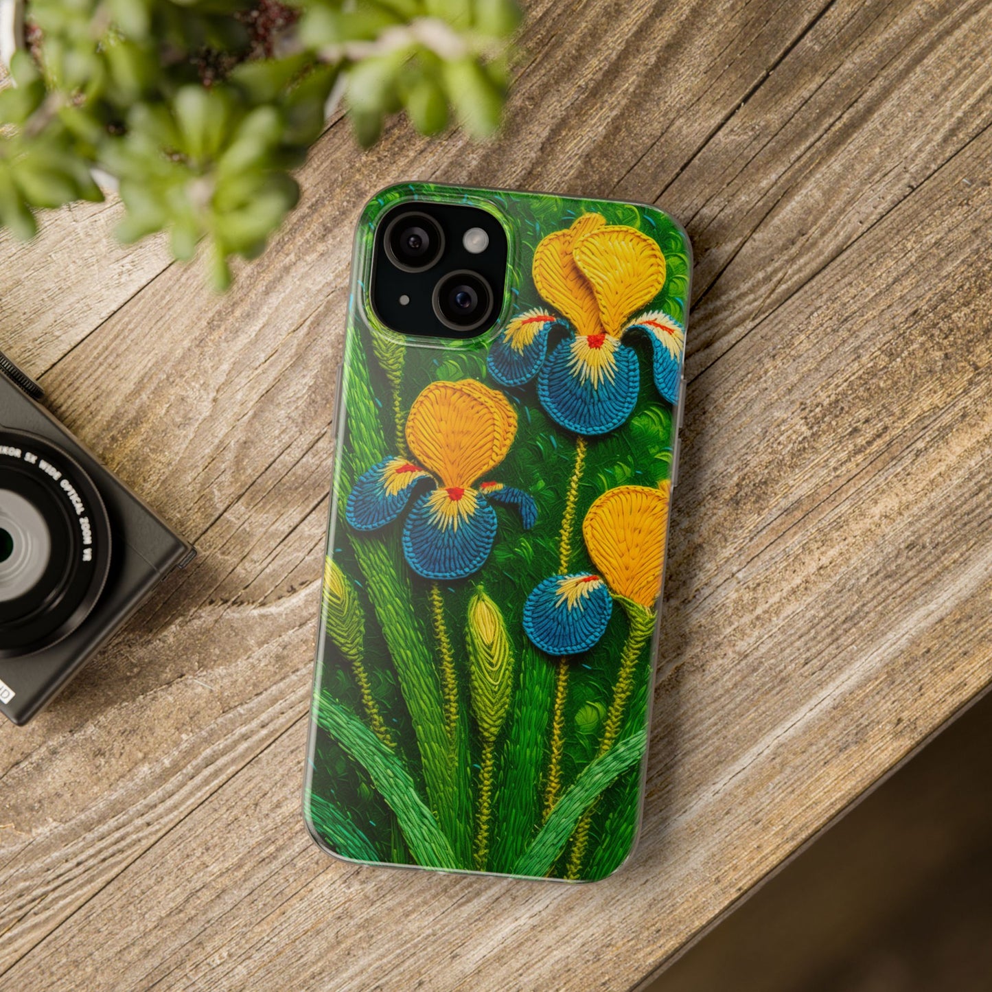 Knitted Yellow-Blue Irises Flexi Phone Cases