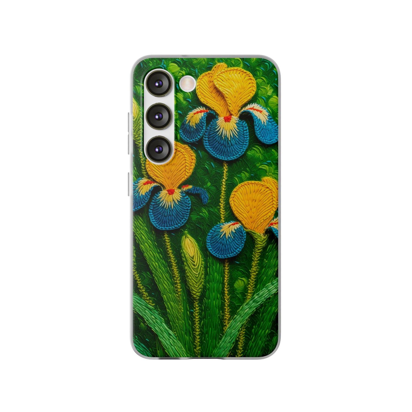 Knitted Yellow-Blue Irises Flexi Phone Cases