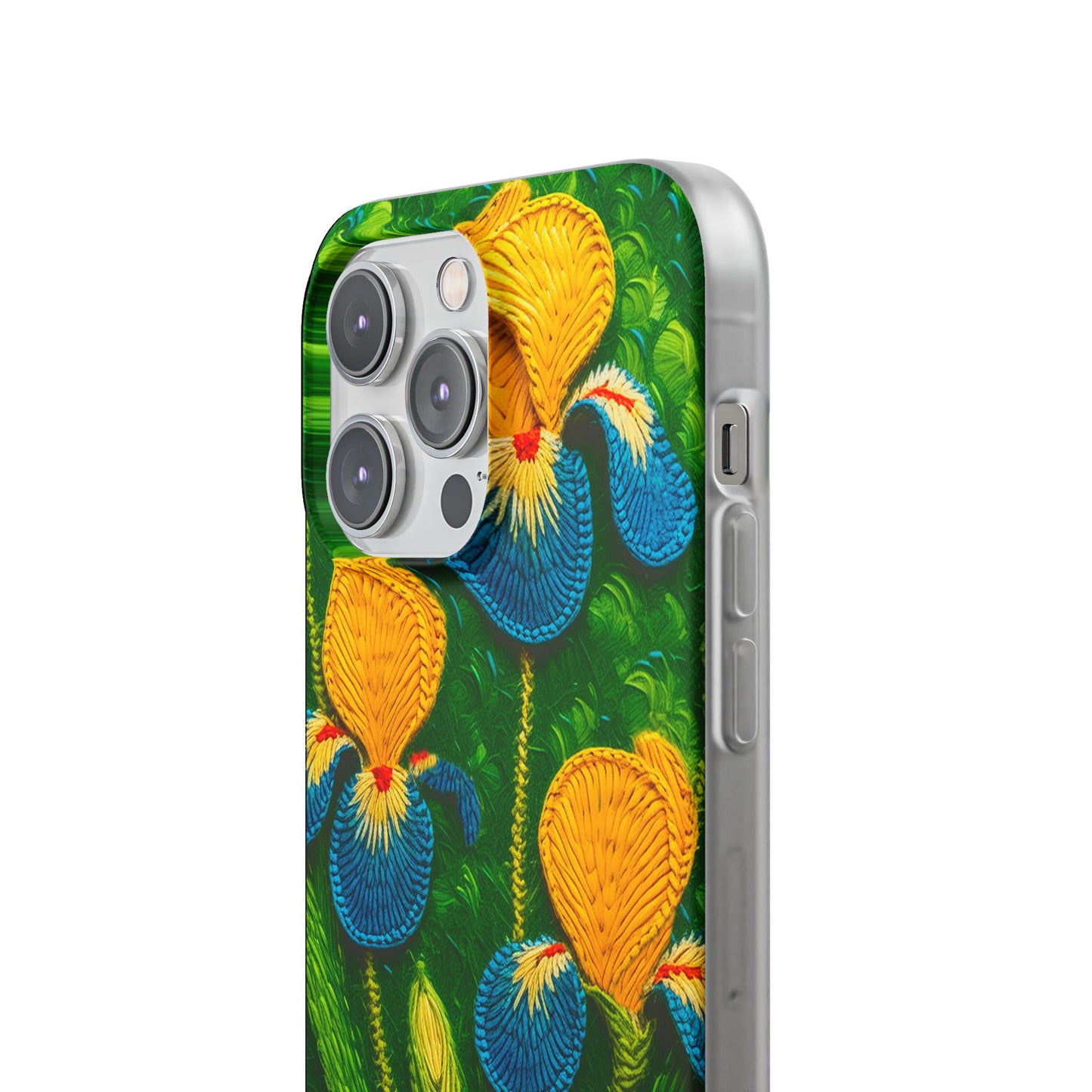 Knitted Yellow-Blue Irises Flexi Phone Cases